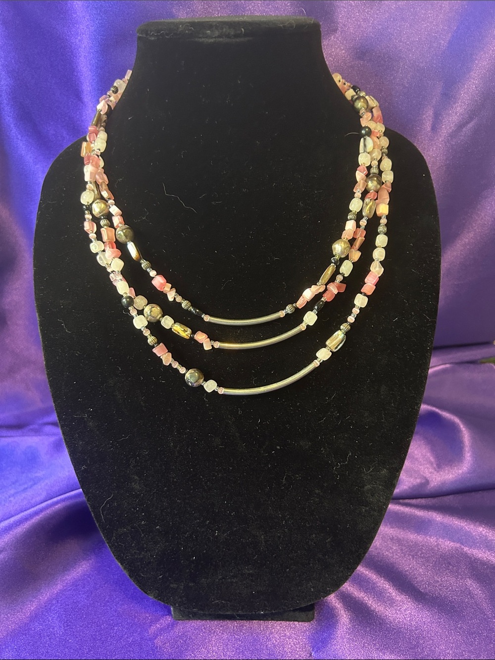 Coldwater Creek Pink and Silver Multi-Strand Necklace